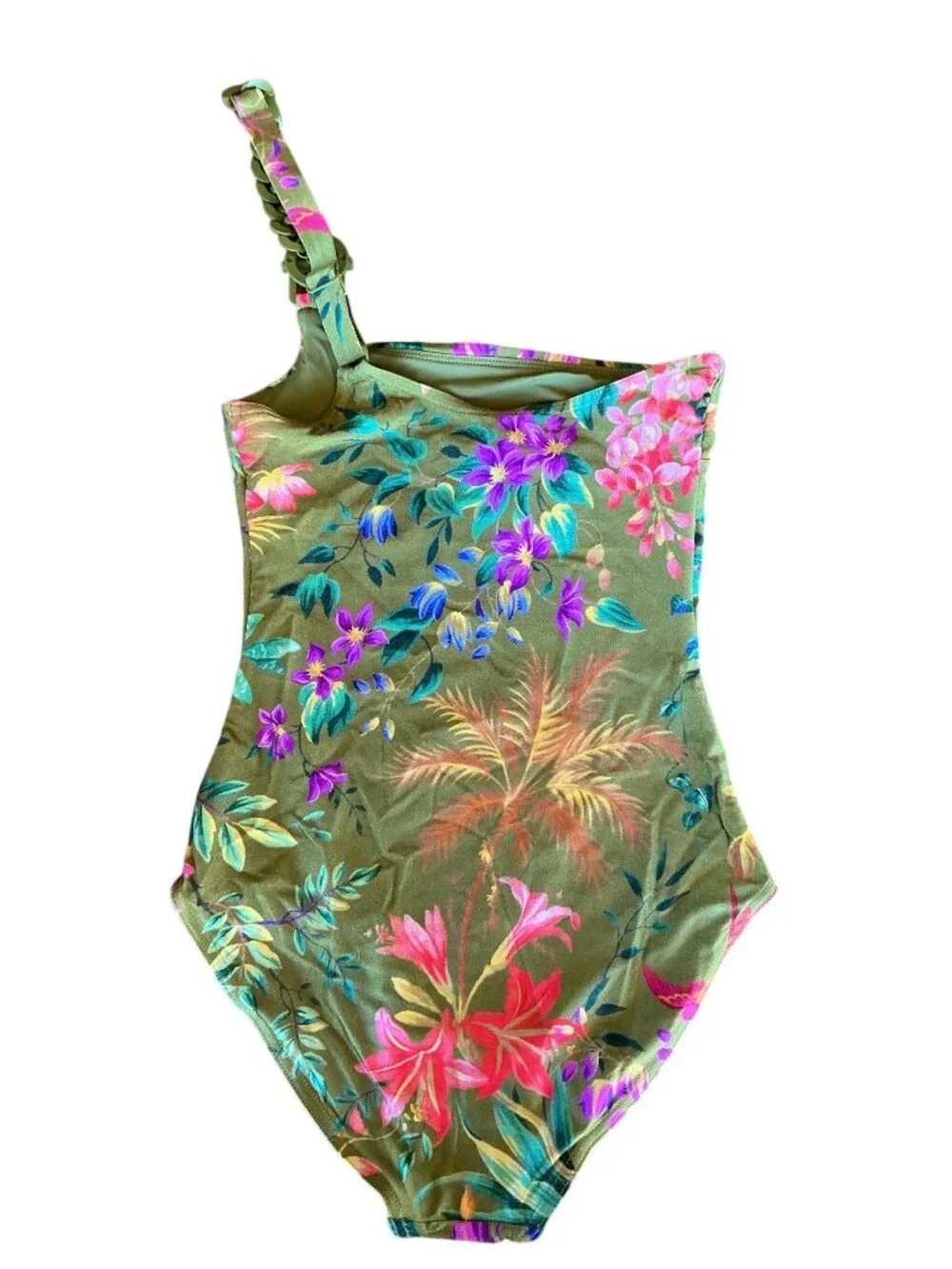 ZIMMERMANN Tropicana Asym Green Floral 1PC Swimsuit ZMN Sz 1 / US 4-6